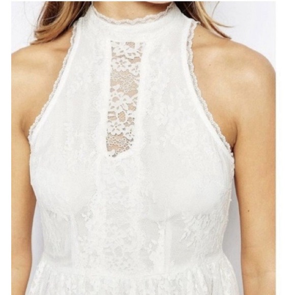 Free People Verushka Lace Mini Dress Ivory Size 6 Semi Sheer - Picture 3 of 12